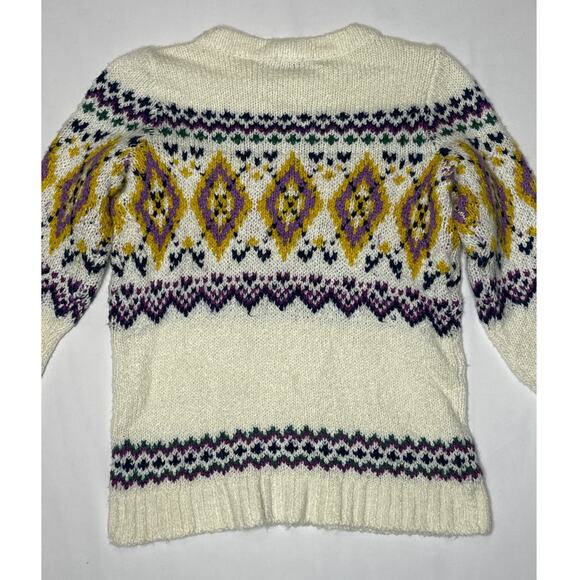 Talbots Fair Isle wool blend mockneck sweater ivory multicolor size small - Picture 11 of 14